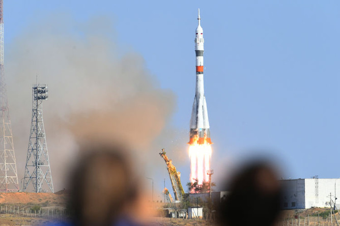 Запуск ракеты-носителя «Союз-2.1а» с пилотируемым кораблем «Союз МС-14» со стартовой площадки космодрома Байконур, 22 августа 2019 года