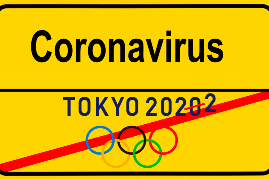 Эмблема «Олимпийские игры в Токио — 2020 и коронавирус»