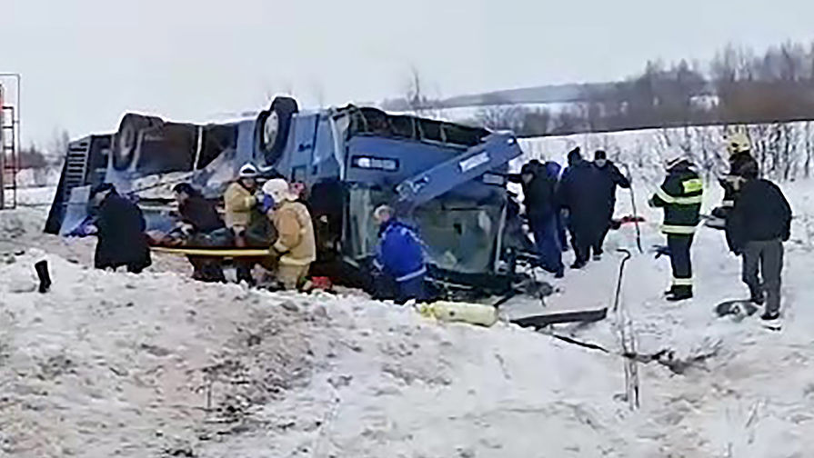 Последствия ДТП с&nbsp;участие автобуса с&nbsp;детьми в&nbsp;Калужской области, 3 февраля 2019 года