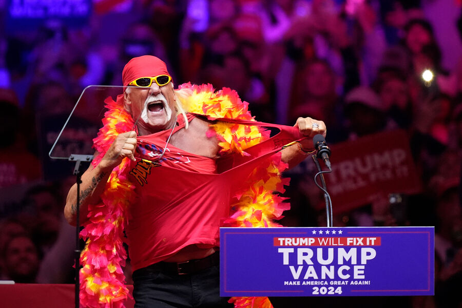 Халк Хоган на&nbsp;митинге в&nbsp;поддержку Трампа, 2024&nbsp;год