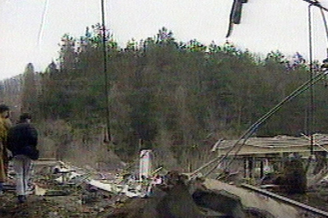 Разрушенные бомбами дома в южной части Сербии