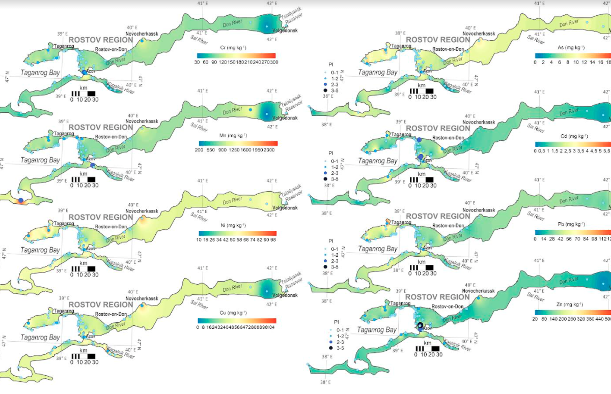 Таганрогский залив на карте. Geochemistry.