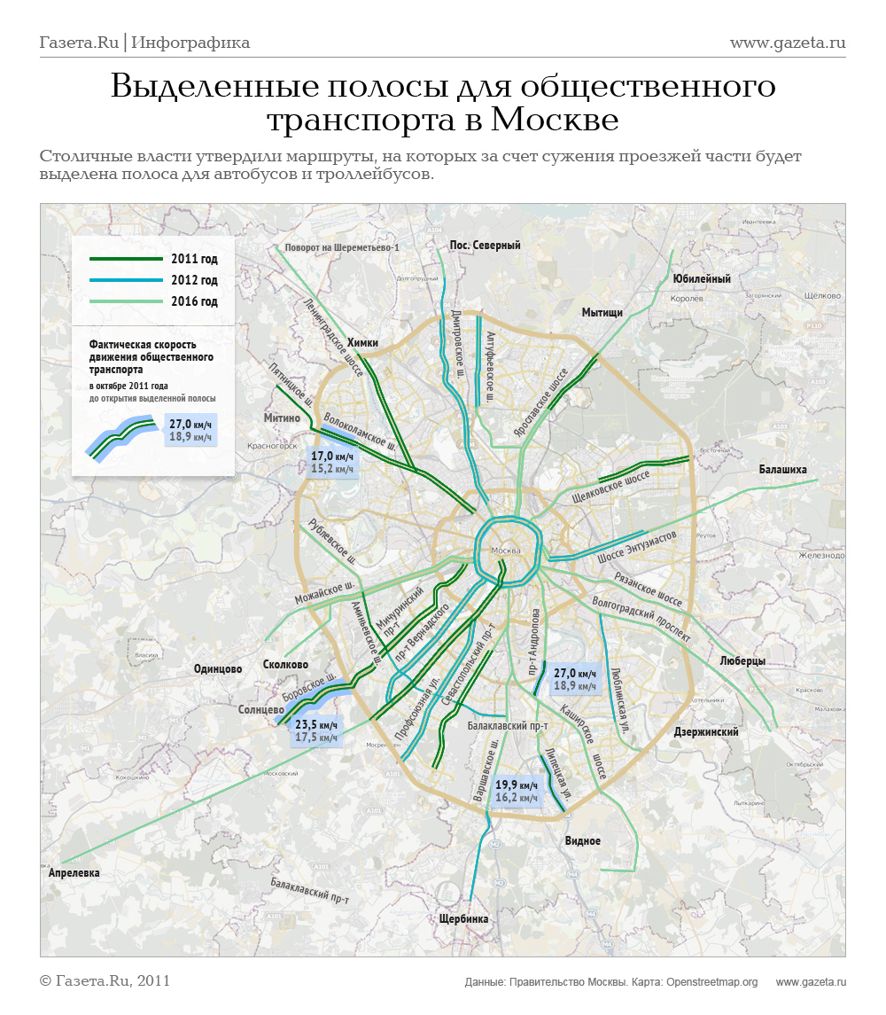 Карта выделенных полос для такси в москве