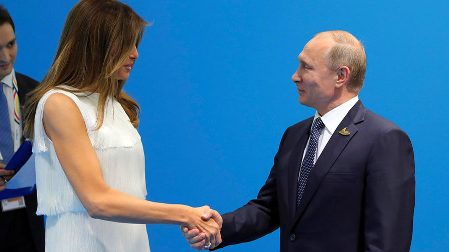 Первая леди США Меланья Трамп и президент России Владимир Путин, 7&nbsp;июля 2017&nbsp;года