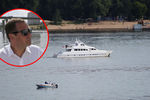 Премьер-министр России Дмитрий Медведев во время прогулки на частном катере «Александра» по реке Волге и яхта «Александра», коллаж «Газеты.Ru»