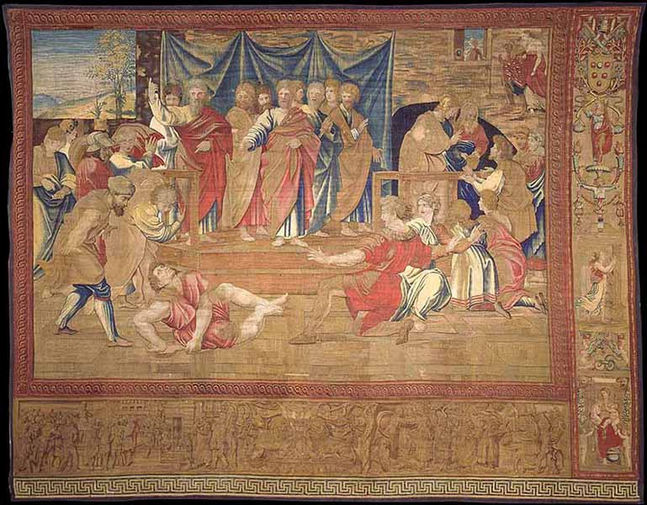 Картинки по запросу "Десять гобеленов Рафаэля впервые за 500 лет вывесили в Сикстинской капелле"