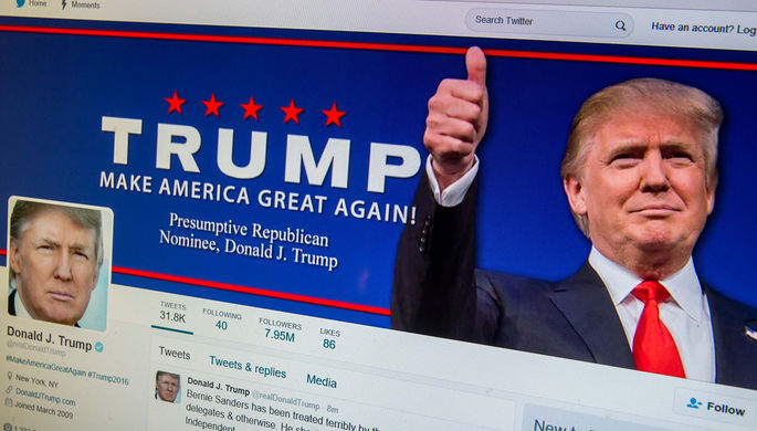 Страница в Twitter кандидата в президенты США Дональда Трампа, май 2016 года