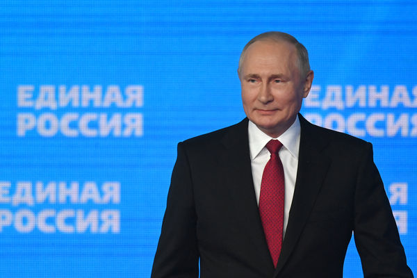 Президент РФ Владимир Путин выступает на XX съезде Всероссийской политической партии «Единая Россия», 24 августа 2021 года 