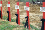 Могилы жертв трагедии в Нефтегорске, 5 июня 1995 года