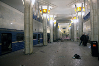 Станция минского метро «Октябрьская» после взрыва