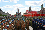 Парадные расчеты на Красной площади в Москве перед началом военного парада, посвященного 80-летию Победы в Великой Отечественной войне, 09 мая 2025 года