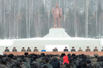 Высший руководитель КНДР Ким Чен Ын во время торжественной церемонии в честь завершения строительства города Самджиён у горы Пэктусан, фотография опубликована агентством ЦТАК 2 декабря 2019 года