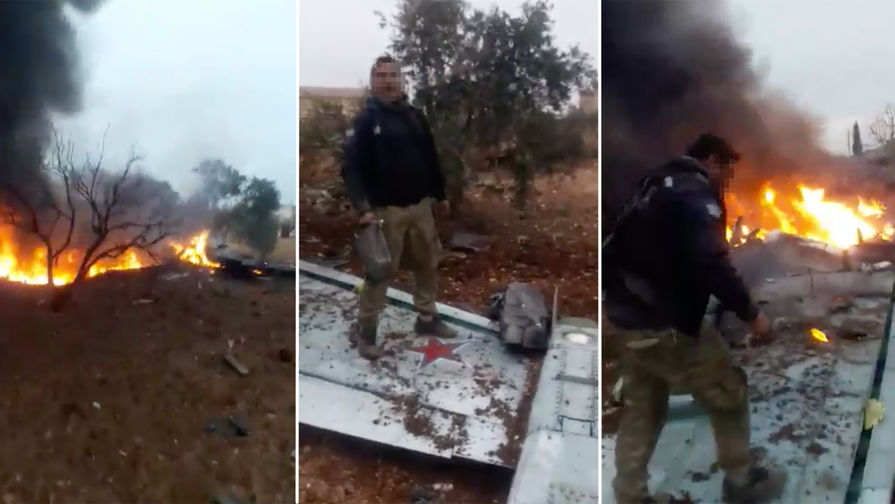 Скриншоты видео предположительно сбитого Су-25