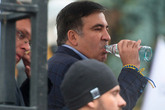 Михаил Саакашвили на акции в поддержку политической реформы в Киеве, 17 октября 2017 года