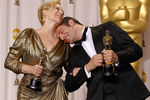 Лучшая актриса Мерил Стрип («Железная леди») и лучший актер Жан Дюжарден («Артист») на церемонии вручения премии «Оскар», 2012 год