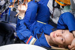 Актриса Юлия Пересильд во время тренировки на тренажере ТДК-7СТ4 перед полетом на МКС в Центре подготовки космонавтов им. Ю.А. Гагарина, 26 мая 2021 года