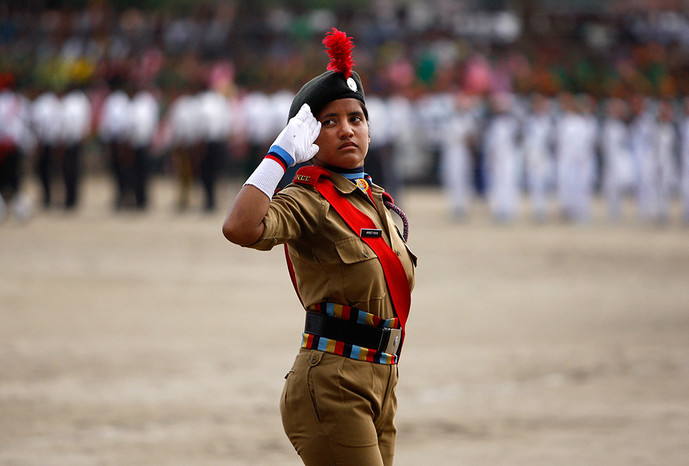 Курсант Национального кадетского корпуса во время марша в&nbsp;честь Дня независимости Индии в&nbsp;Джамму, Индия, 15&nbsp;августа 2015&nbsp;года
