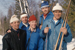Советские биатлонисты: Назым Мухитов, Александр Ушаков, Вячеслав Токачев, Виктор Маматов и Ренат Сафин (слева направо), 1971 год