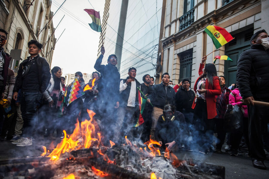 Ситуация перед дворцом правительства Боливии во время попытки государственного переворота в Ла-Пасе, Боливия, 27 июня 2024 года