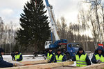 Подготовка к церемонии рубки и транспортировки главной новогодней ели в селе Онуфриево Истринского района
