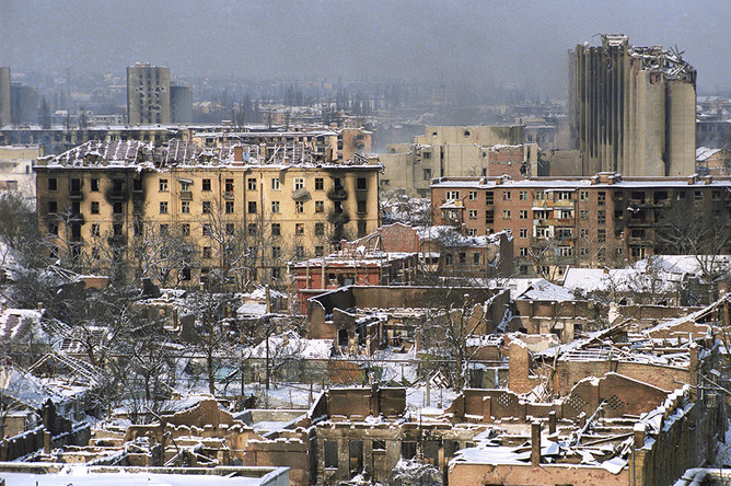 Вид на Грозный, 1 января 1995 года