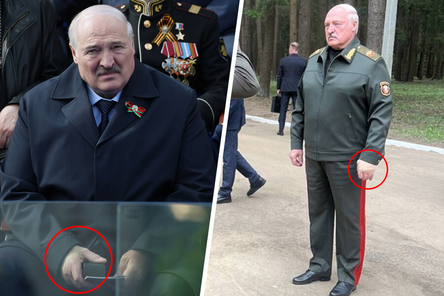 Президент Белоруссии Александр Лукашенко на параде в Москве 9 мая и в Минске 15 мая (коллаж) 