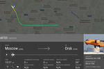 Скриншот с сайта Flightradar24 с маршрутом по которому летел самолет, после того, как вылетел из аэропорта «Домодедово»