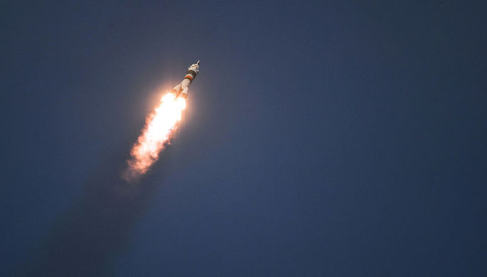Старт ракеты-носителя &laquo;Союз-ФГ&raquo; с пилотируемым кораблем &laquo;Союз МС-11&raquo; со...