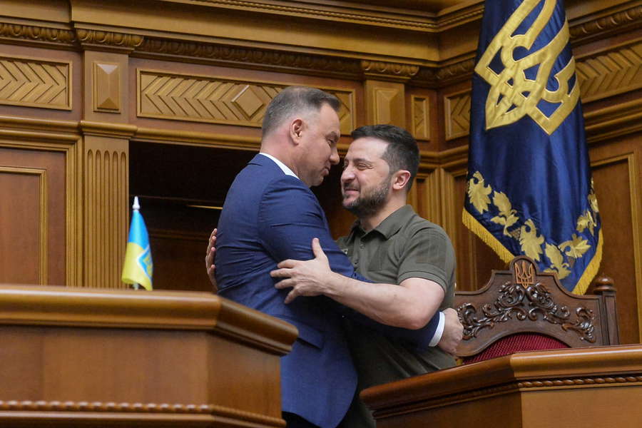 Анджей Дуда и Владимир Зеленский в Верховной раде Украины, 22 мая 2022 года
