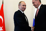 Владимир Путин и Реджеп Тайип Эрдоган во время встречи в Санкт-Петербурге 