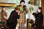Оперная певица принимает поздравления по случаю вручения ей премии «Олимпия» за достижения и успехи российских женщин во всех сферах деятельности, 2003 год