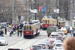 Торжественный парад трамваев разных времен в Москве, 20 апреля 2019 года