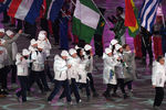 Российские спортсмены на церемонии закрытия XXIII зимних Олимпийских игр в Пхенчхане