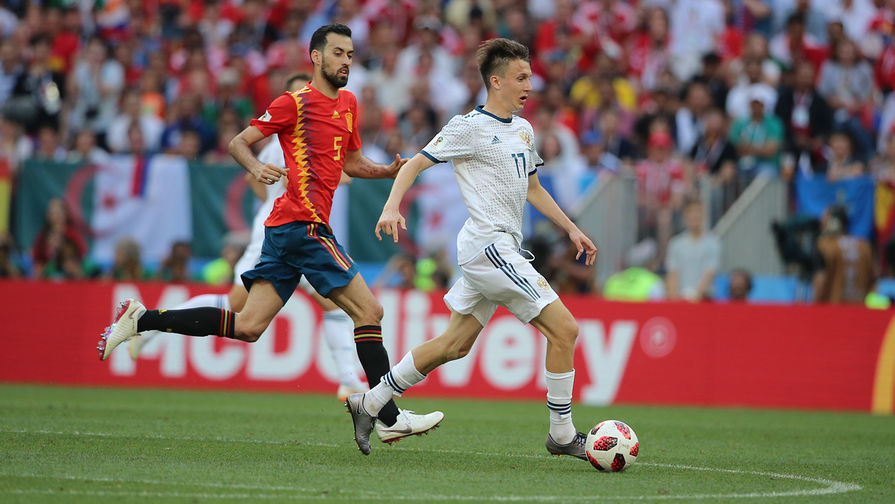Во время матча 1/8 финала чемпионата мира по футболу между сборными Испании и России, 1 июля 2018 года