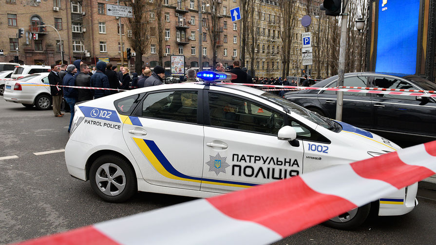 Место убийства бывшего депутата российской Госдумы Дениса Вороненкова в центре Киева, 23 марта 2017 года