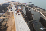 Вид на строительную площадку транспортного перехода через Керченский пролив на острове Тузла