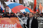 Член федерального политсовета движения «Солидарность» Илья Яшин во время марша в память о политике Борисе Немцове в Москве, 25 февраля 2018