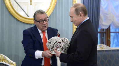 Владимир Путин и Геннадий Хазанов во время встречи в Кремле, 2015 год