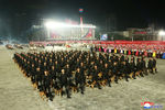 Марширующий отряд со служебными собаками на площади Ким Ир Сена в Пхеньяне, 2021 год