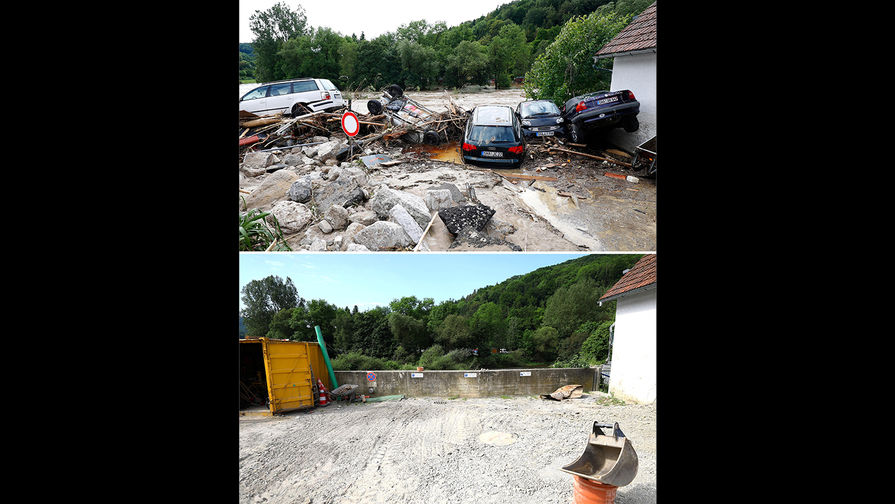 Коммуна Браунсбах 30&nbsp;мая 2016&nbsp;года и после ремонта 29&nbsp;мая 2017&nbsp;года, коллаж
