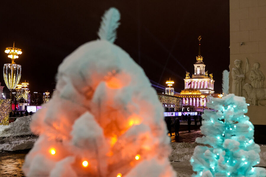 Новогоднее оформление на&nbsp;ВДНХ, декабрь 2024&nbsp;года