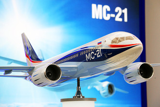Макет гражданского узкофюзеляжного самолета МС-21 корпорации «Иркут»