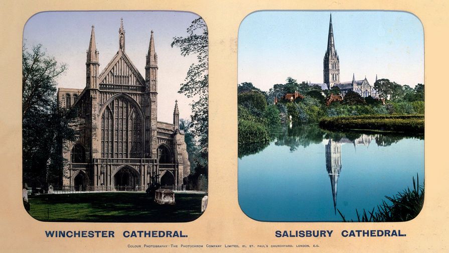 Соборы в Винчестере и Солсбери на открытке, 1910-е годы