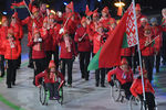 Спортсмены сборной Белоруссии во время парада атлетов на церемонии открытия XII зимних Паралимпийских игр в Пхенчхане