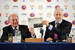 Фурсенко и президент ФИФА Йозеф Блаттер на церемонии празднования 100-летия РФС
