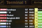 Табло в аэропорту Сурабаи. Рейс Air Asia QZ8501 пропал с радаров
