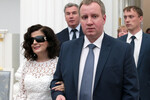 Диана Гурцкая с супругом Петром Кучеренко перед началом встречи с президентом РФ Владимиром Путиным в Кремле, 2017 год
