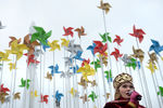 Арт-объект – 95 ветряных флюгеров-вертушек во время празднования Масленицы на ВДНХ