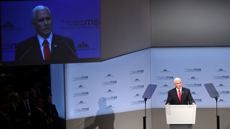 Майк Пенс выступает на Мюнхенской конференции по безопасности, 16 февраля 2019 года