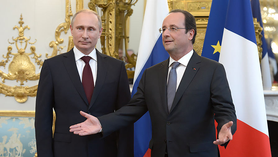 Президент России Владимир Путин и президент Франции Франсуа Олланд